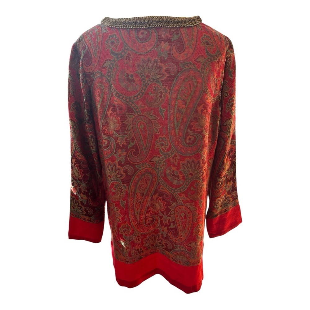Soft Surroundings Vibrant Red and Gold Paisley Tunic size M - Picture 3 of 8